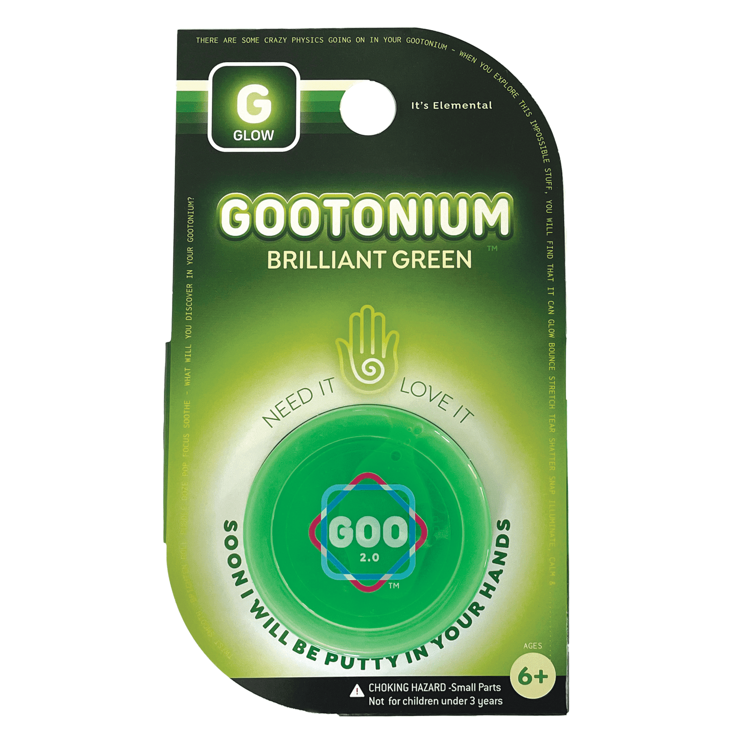 Large Gootonium: Glowing Brilliant Green putty - 50gm - Copernicus Toys