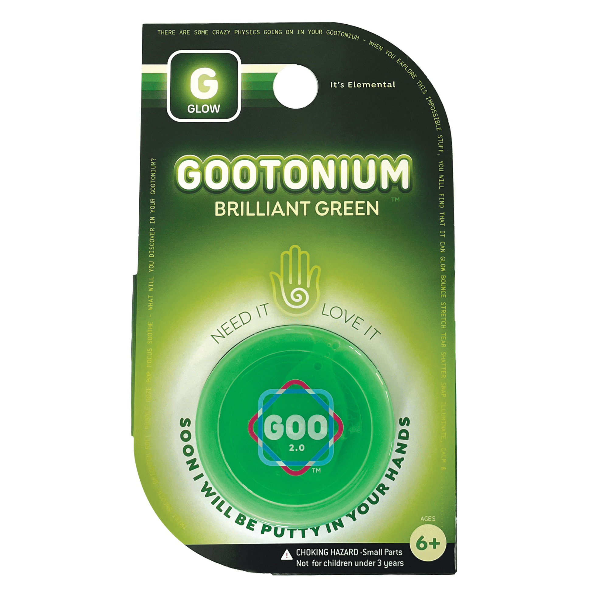 Large Gootonium: Glowing Brilliant Green putty - 50gm - Copernicus Toys