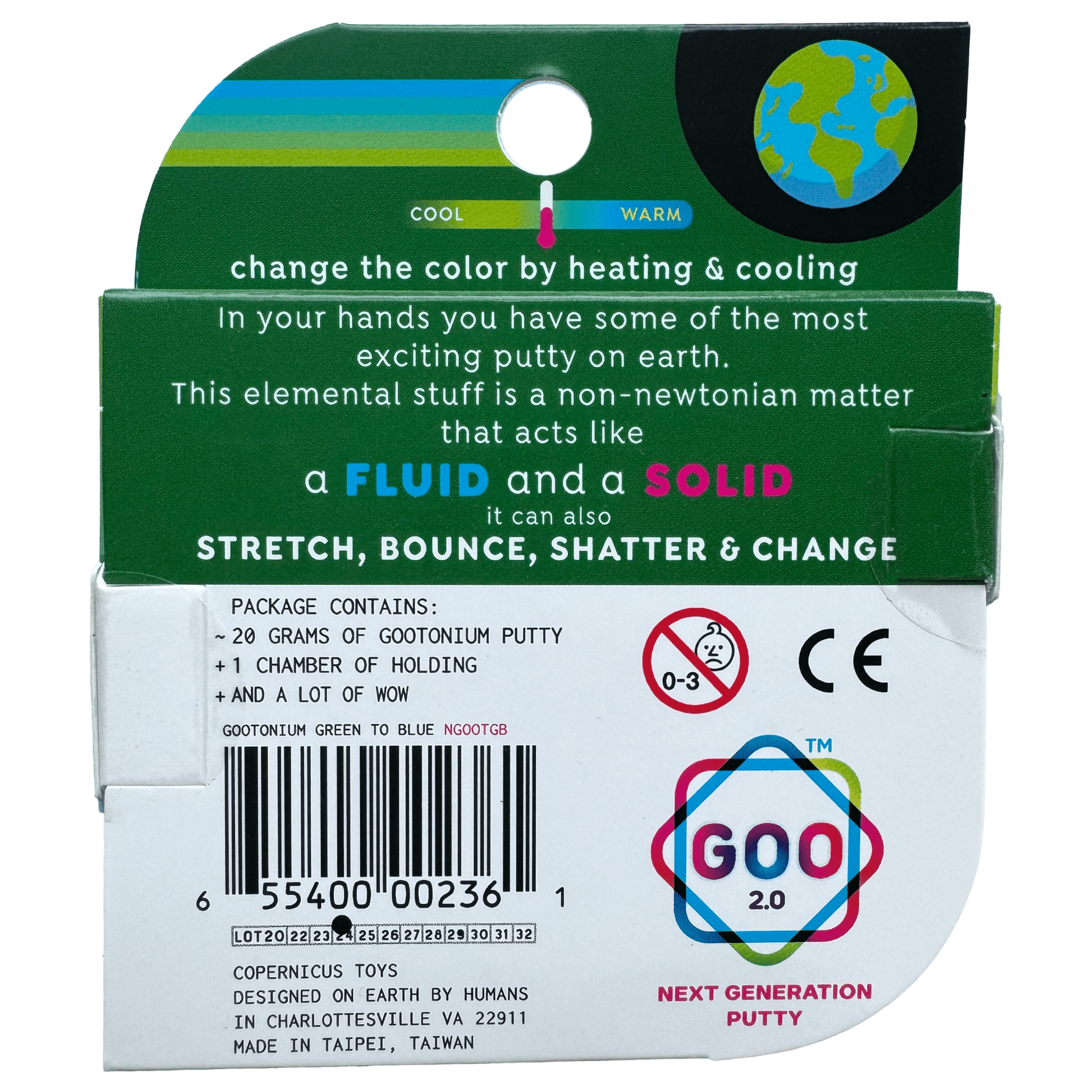 Gootonium: Thermo forest green to water blue putty - 20g - Copernicus Toys