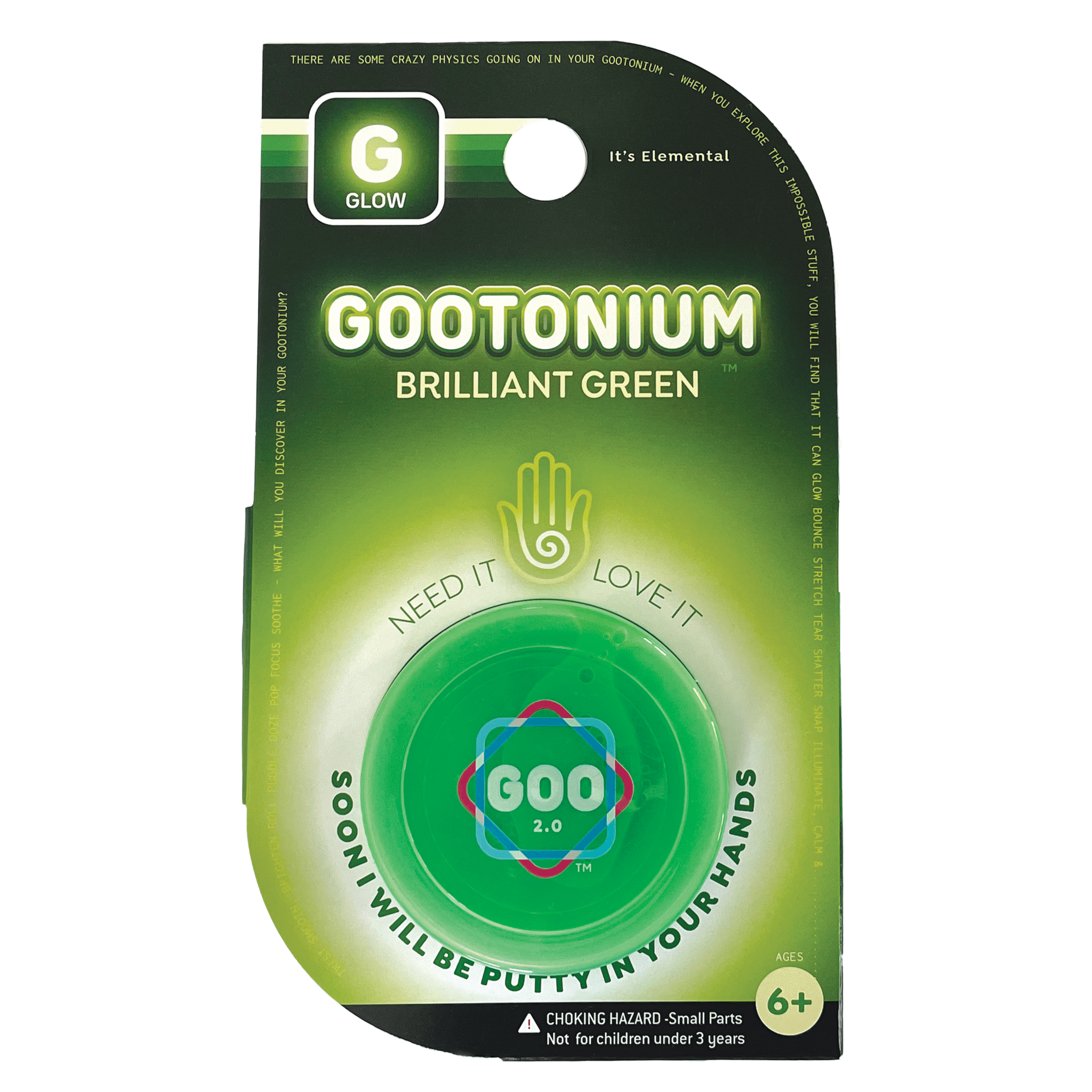 Large Gootonium: Glowing Brilliant Green putty - 50gm - Copernicus Toys