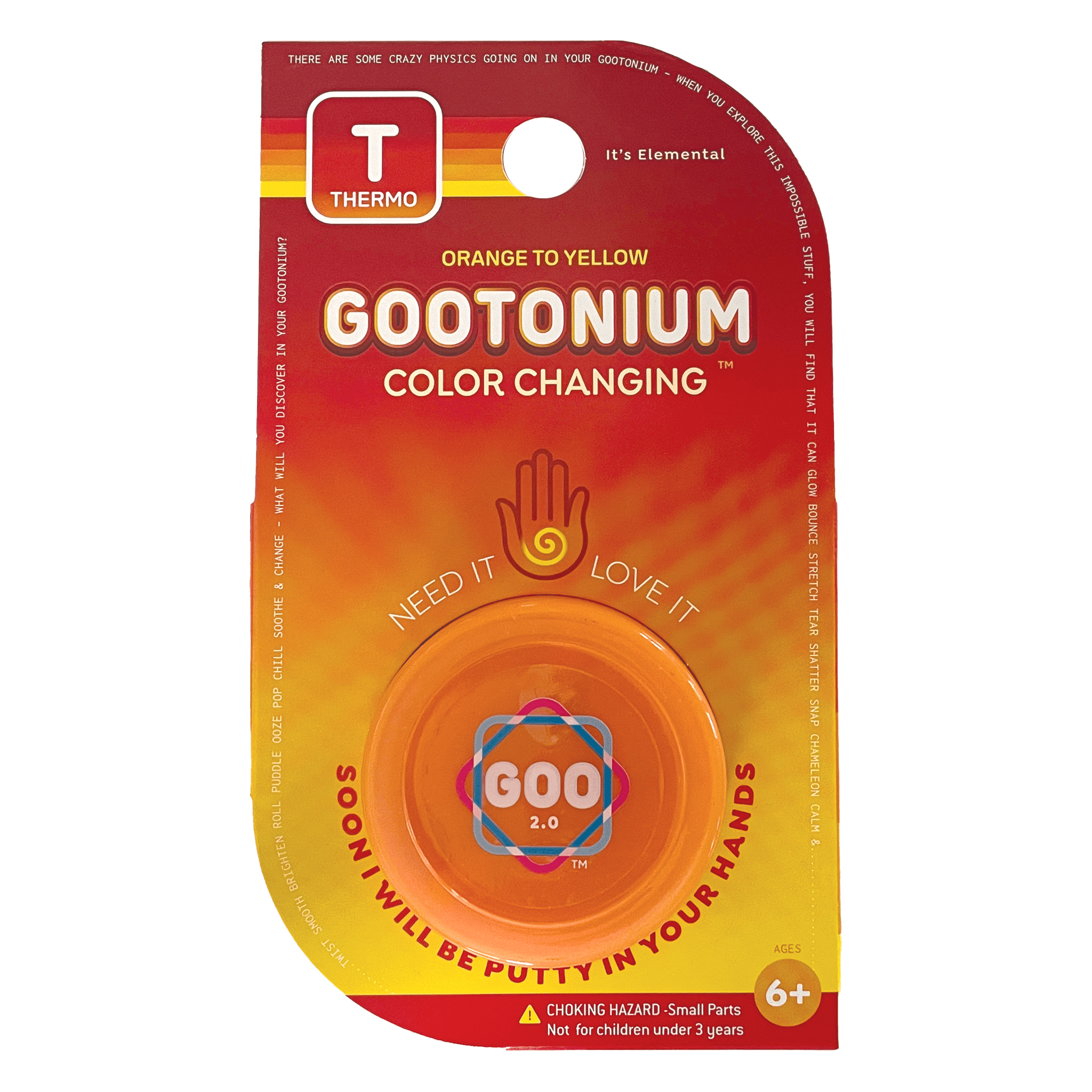 Large Gootonium: Thermo Orange to Yellow putty - 50gm - Copernicus Toys