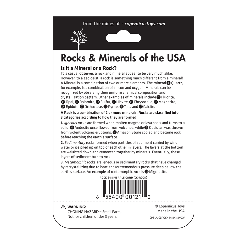 Rock and Mineral Card of the USA - Copernicus Toys